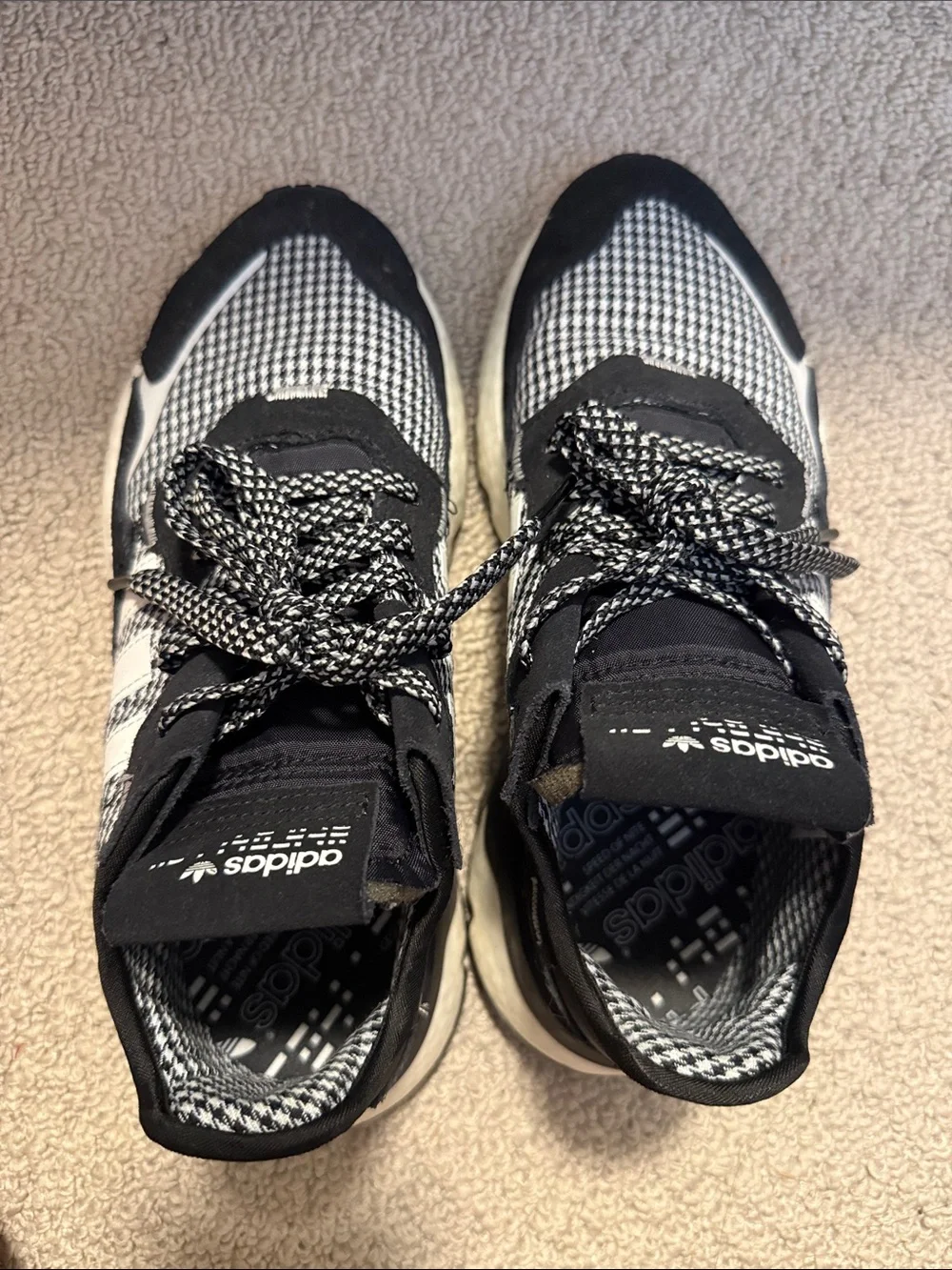 Men’s Size 8 Adidas Black & White Patterned Sneakers